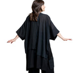 Yohji Yamamoto Damen Mantel mit Außentaschen schwarz Rückansicht