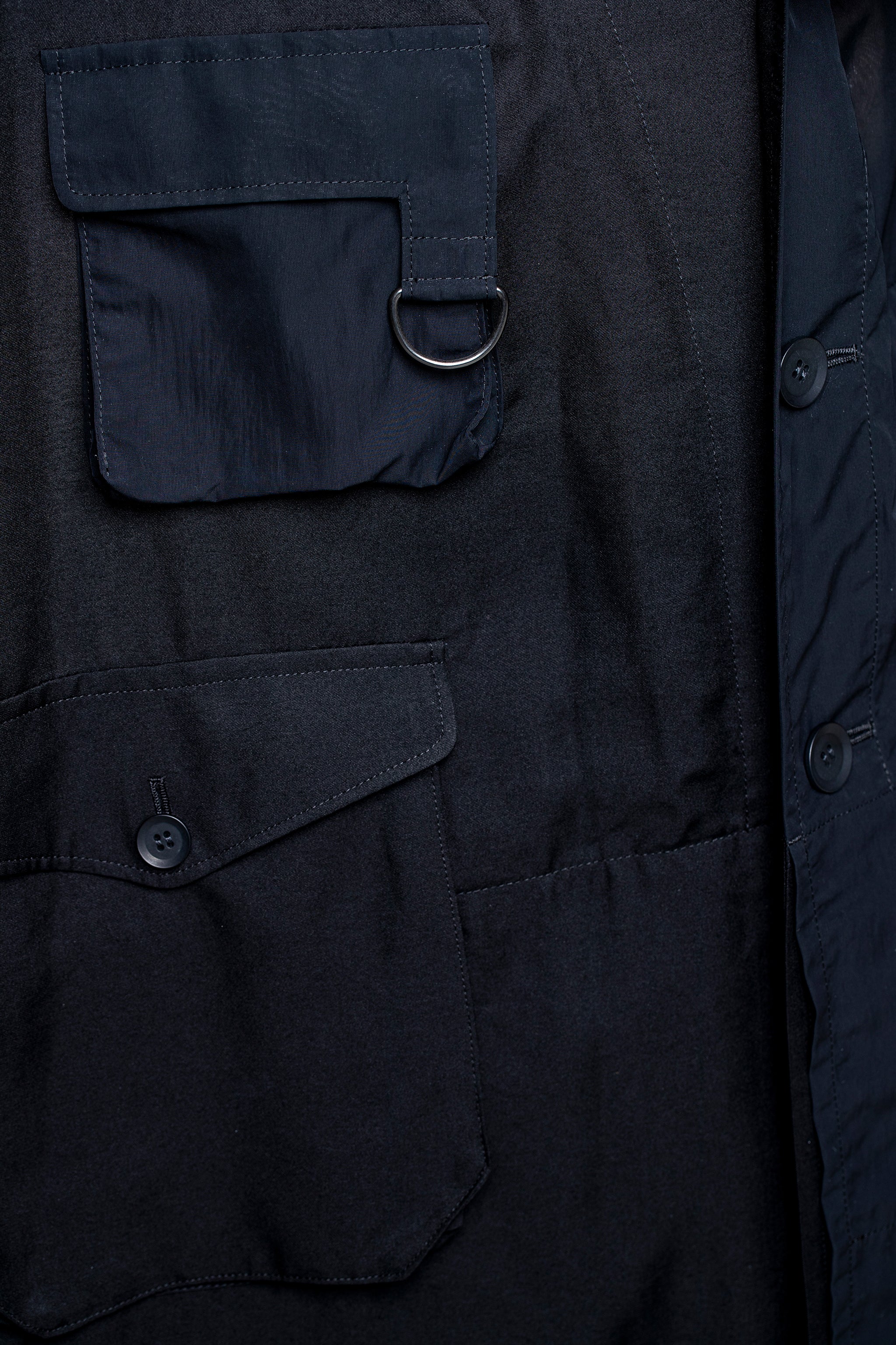 Yohji Yamamoto Damen Mantel mit Außentaschen schwarz Detail