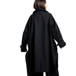 Yohji Yamamoto Damen Oversize Mantel schwarz Rückansicht