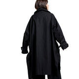 Yohji Yamamoto Damen Oversize Mantel schwarz Rückansicht