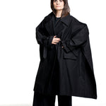 Yohji Yamamoto Damen Oversize Mantel schwarz Seitenansicht