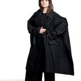Yohji Yamamoto Damen Oversize Mantel schwarz Seitenansicht