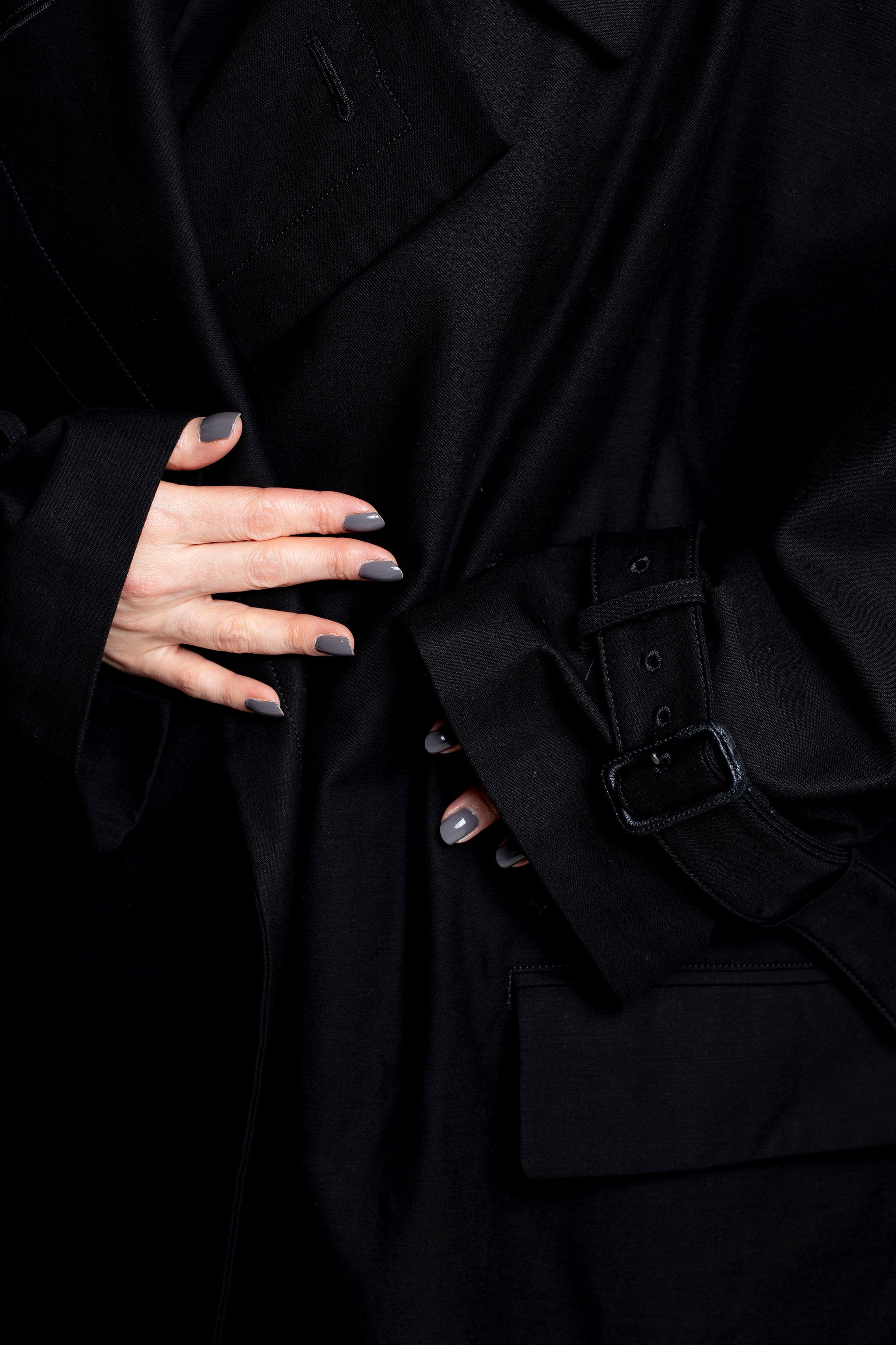 Yohji Yamamoto Damen Oversize Mantel schwarz Detail