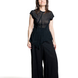 Y’s Yohji Yamamoto Damen Top Semitransparent schwarz