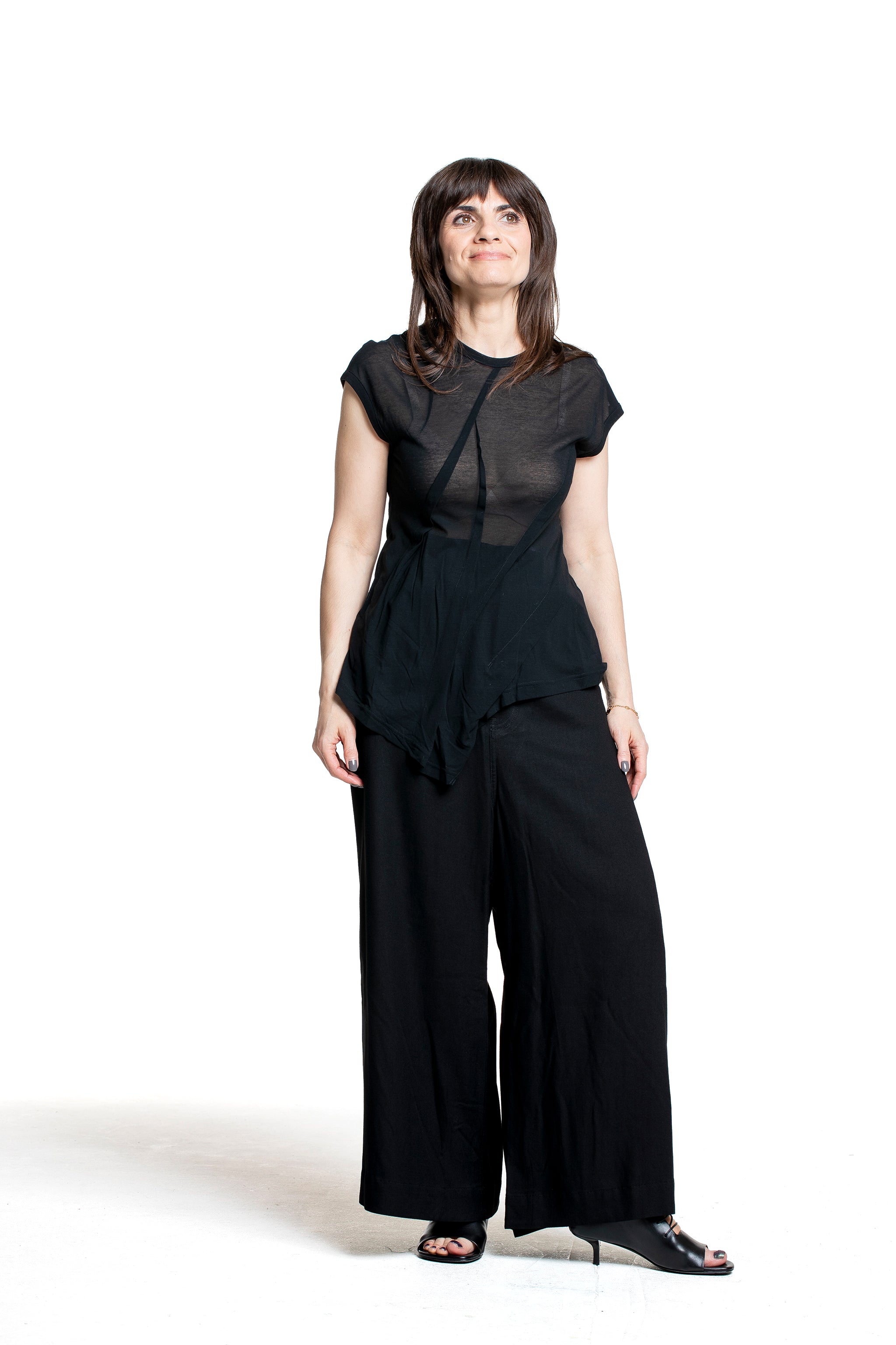 Y’s Yohji Yamamoto Damen Top Semitransparent schwarz