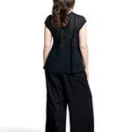 Y’s Yohji Yamamoto Damen Top Semitransparent schwarz Rückansicht