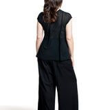 Y’s Yohji Yamamoto Damen Top Semitransparent schwarz Rückansicht