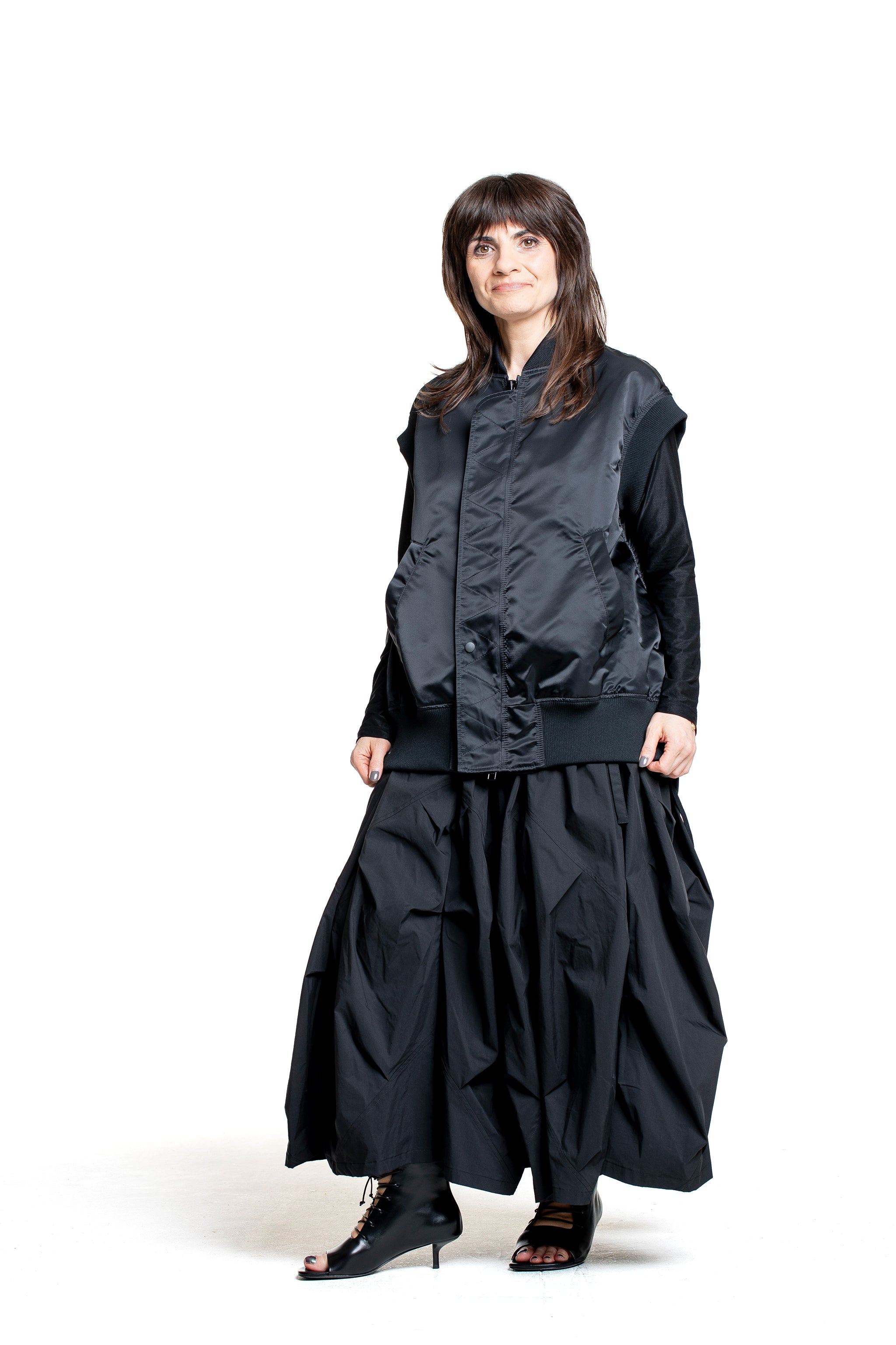 Yohji Yamamoto Damen Bomberweste schwarz Vorderansicht