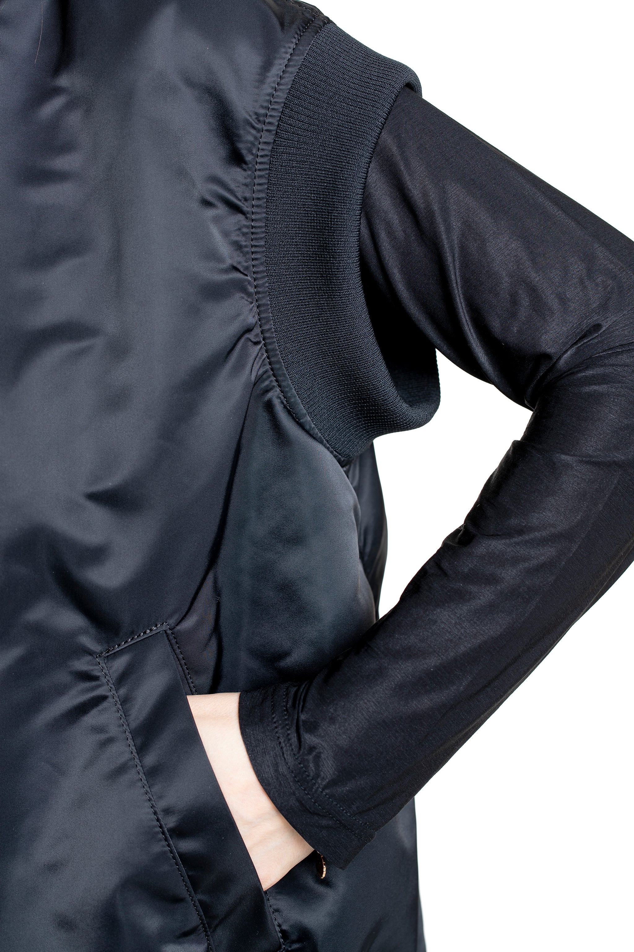 Yohji Yamamoto Damen Bomberweste schwarz Detail