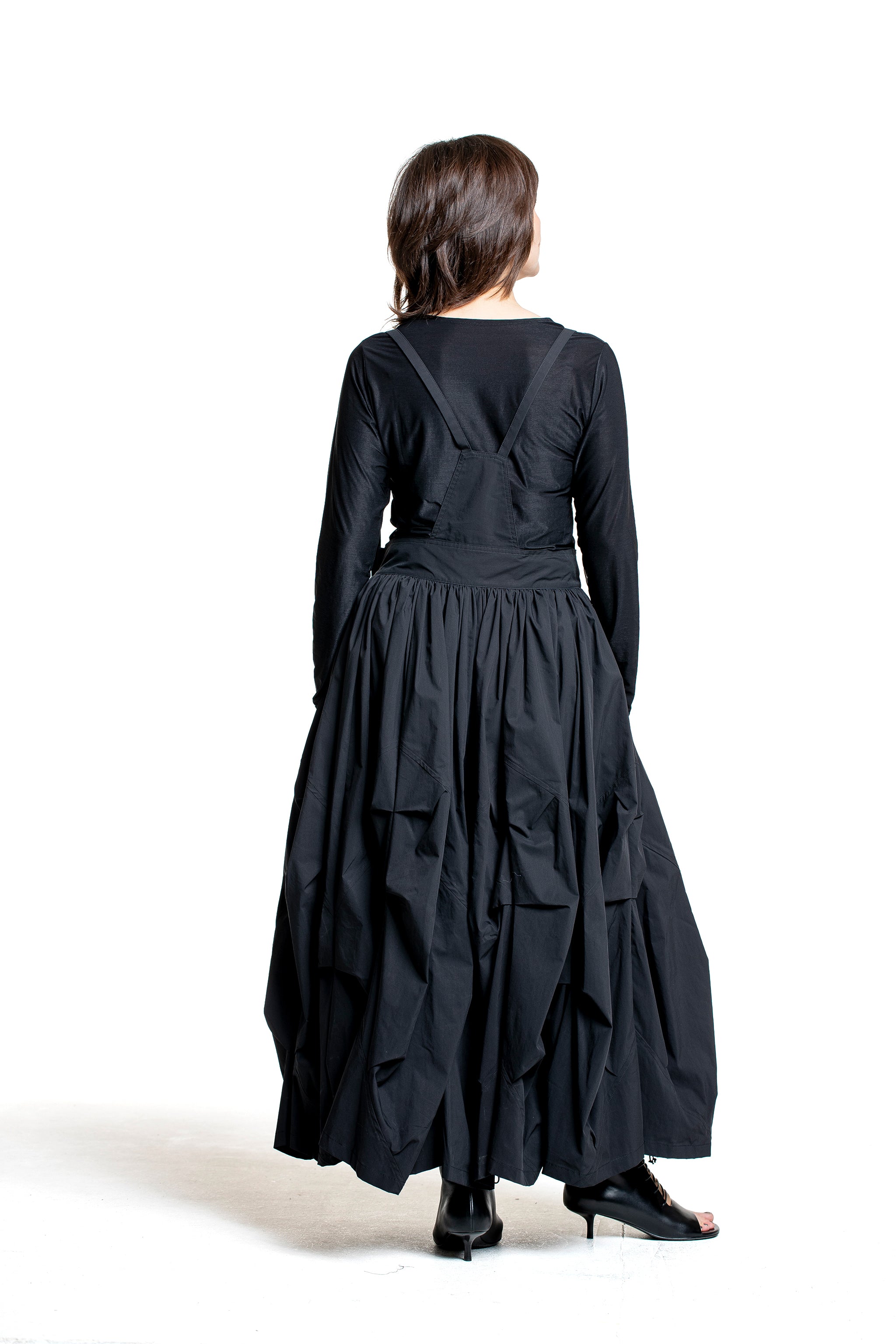 Yohji Yamamoto Damen Langarmshirt mit Signatur Print schwarz Rückansicht