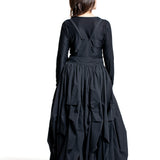 Yohji Yamamoto Damen Avantgarde Trägerrock schwarz Rückansicht