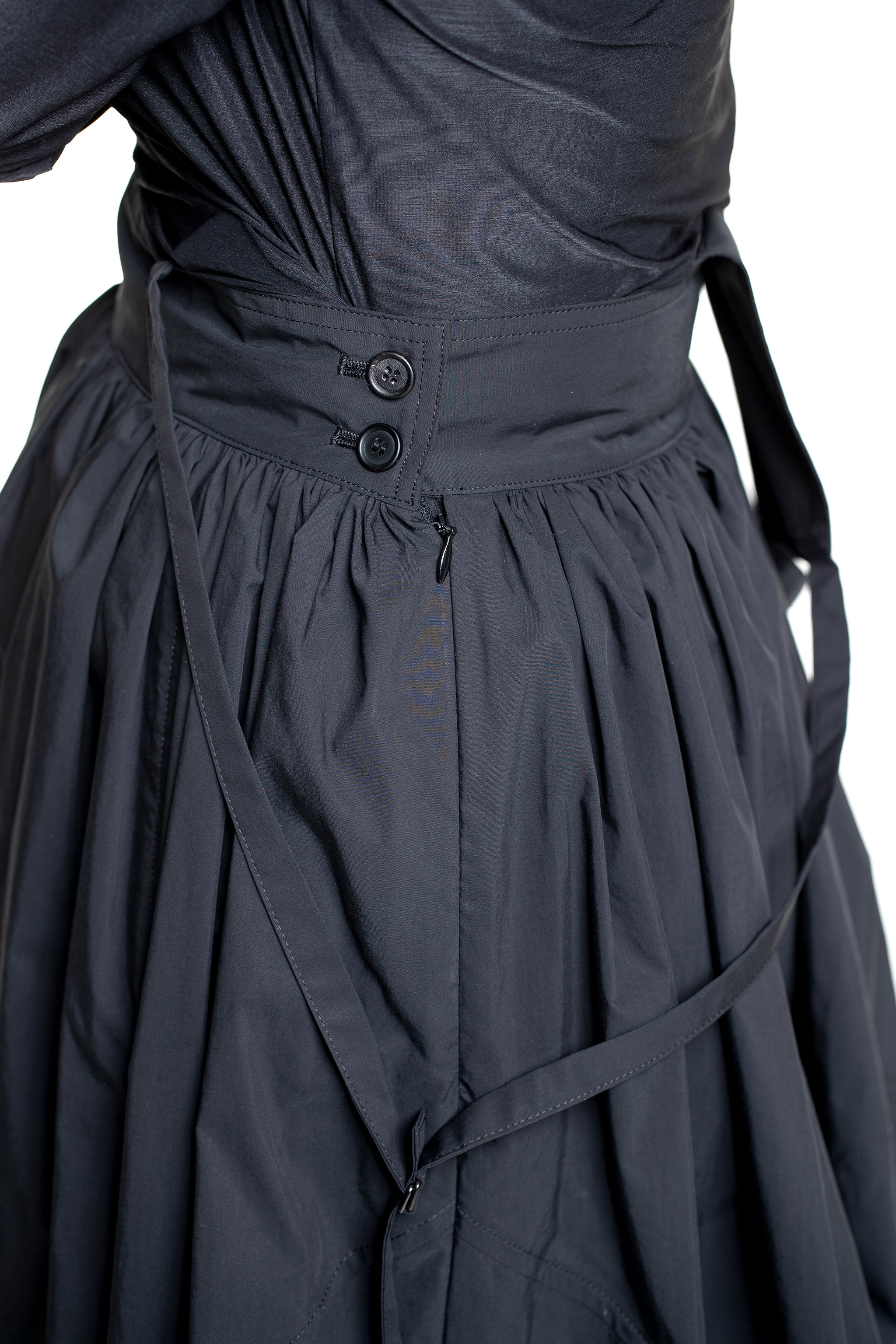 Yohji Yamamoto Damen Avantgarde Trägerrock schwarz Detail