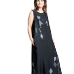 Y’s Yohji Yamamoto Damen Kleid mit Diamantprint schwarz-blau Seitenansicht