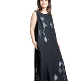 Y’s Yohji Yamamoto Damen Kleid mit Diamantprint schwarz-blau Seitenansicht