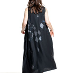 Y’s Yohji Yamamoto Damen Kleid mit Diamantprint schwarz-blau Rückansicht
