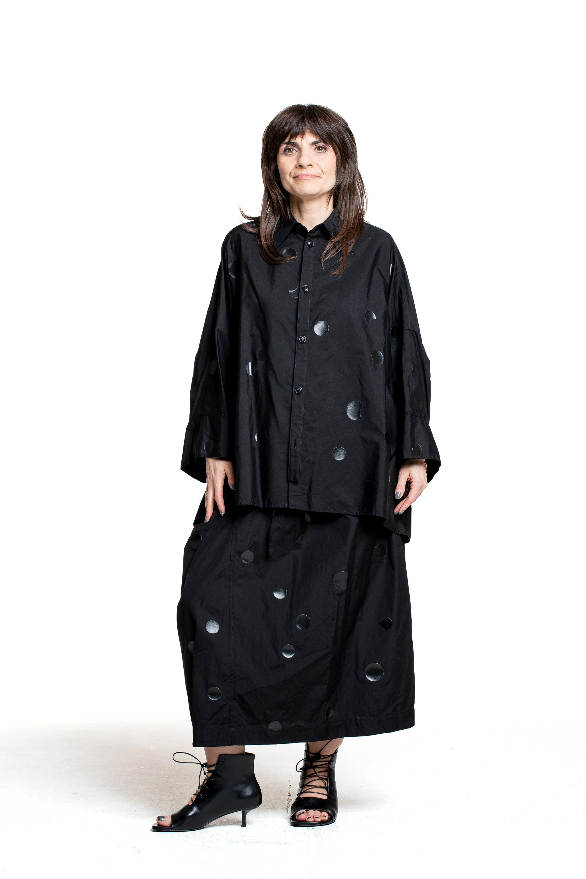 Y’s Yohji Yamamoto Damen Bluse mit Punktprint schwarz