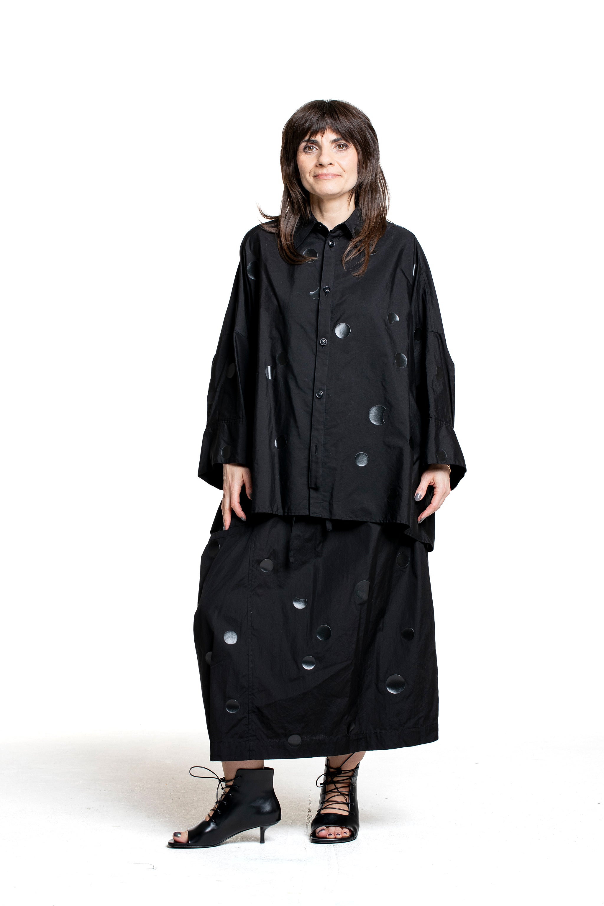Y’s Yohji Yamamoto Damen Rock mit Punktprint schwarz Look