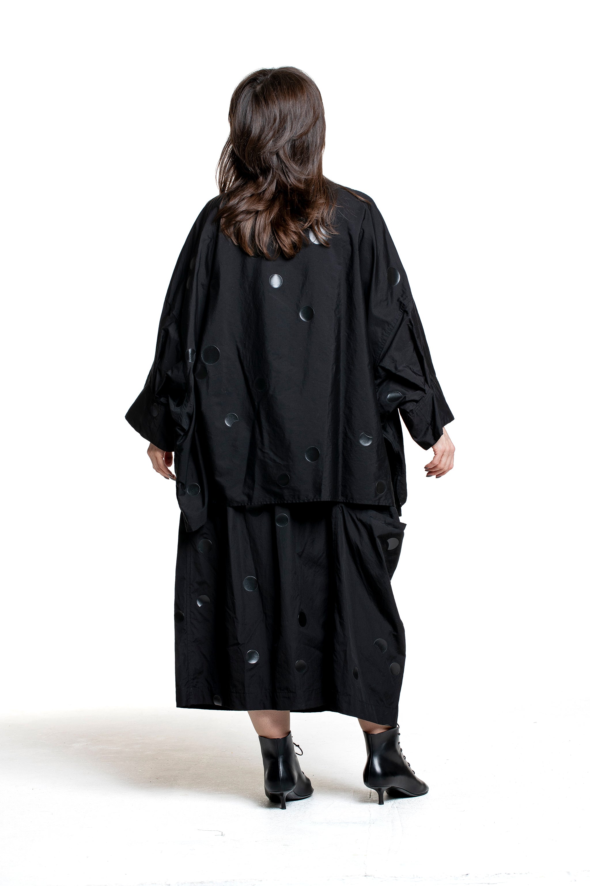 Y’s Yohji Yamamoto Damen Bluse mit Punktprint schwarz Rückansicht