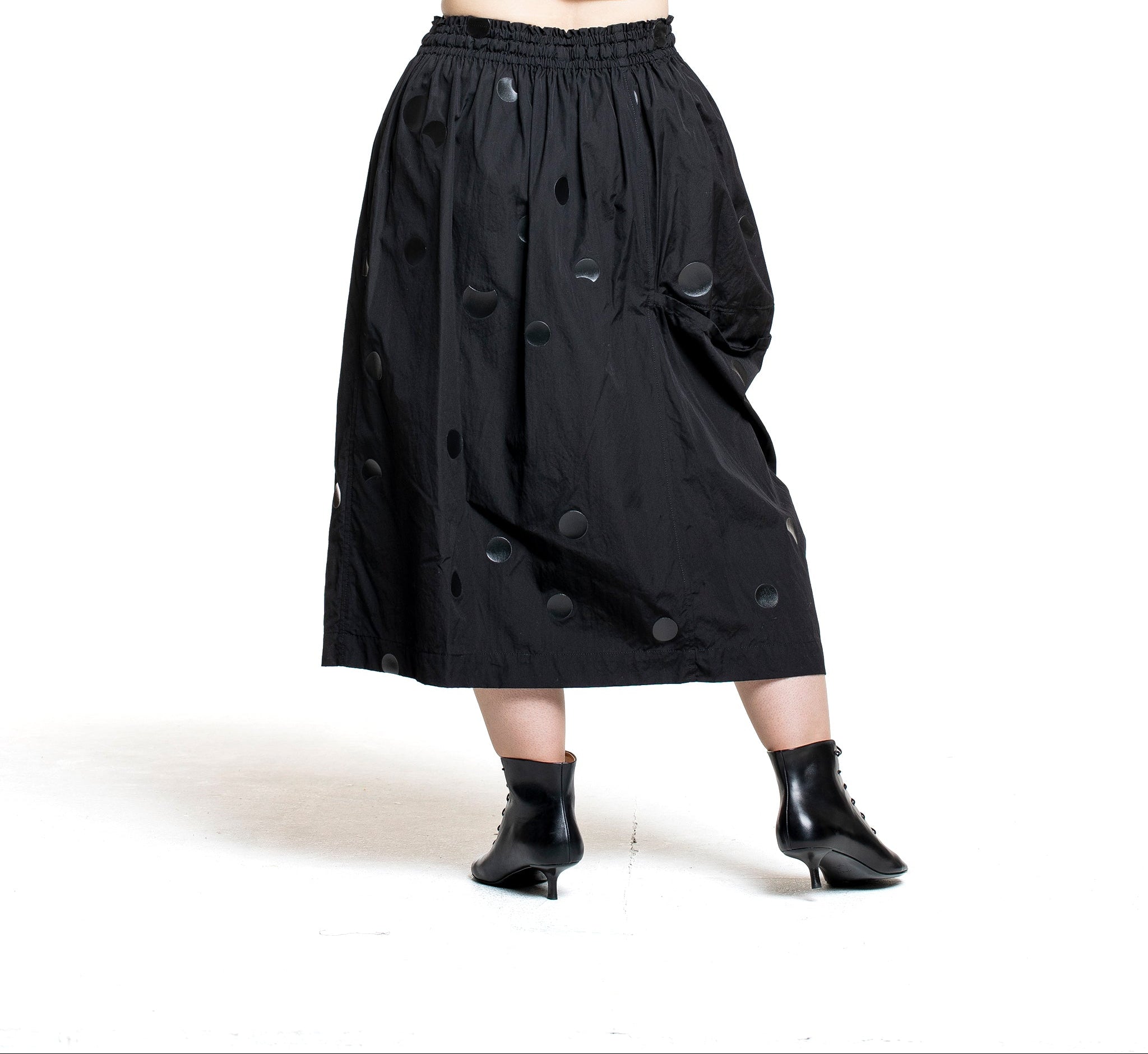 Y’s Yohji Yamamoto Damen Rock mit Punktprint schwarz Rückansicht