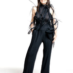 Issey Miyake Damen Plissee Hose LINEN LIKE RIB PLEATS schwarz
