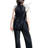 Issey Miyake Damen Avantgarde Top URBAN JUNGLE schwarz Rückansicht