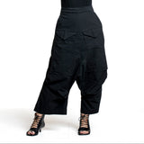 Rundholz Damen Sarouel Hose mit hohem Bund schwarz