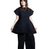 Issey Miyake Damen Avantgarde Top CORRUGATED KNIT schwarz