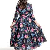 Samantha Sung Damen Aster Hemdblusenkleid Heart Manor schwarz – Rückansicht