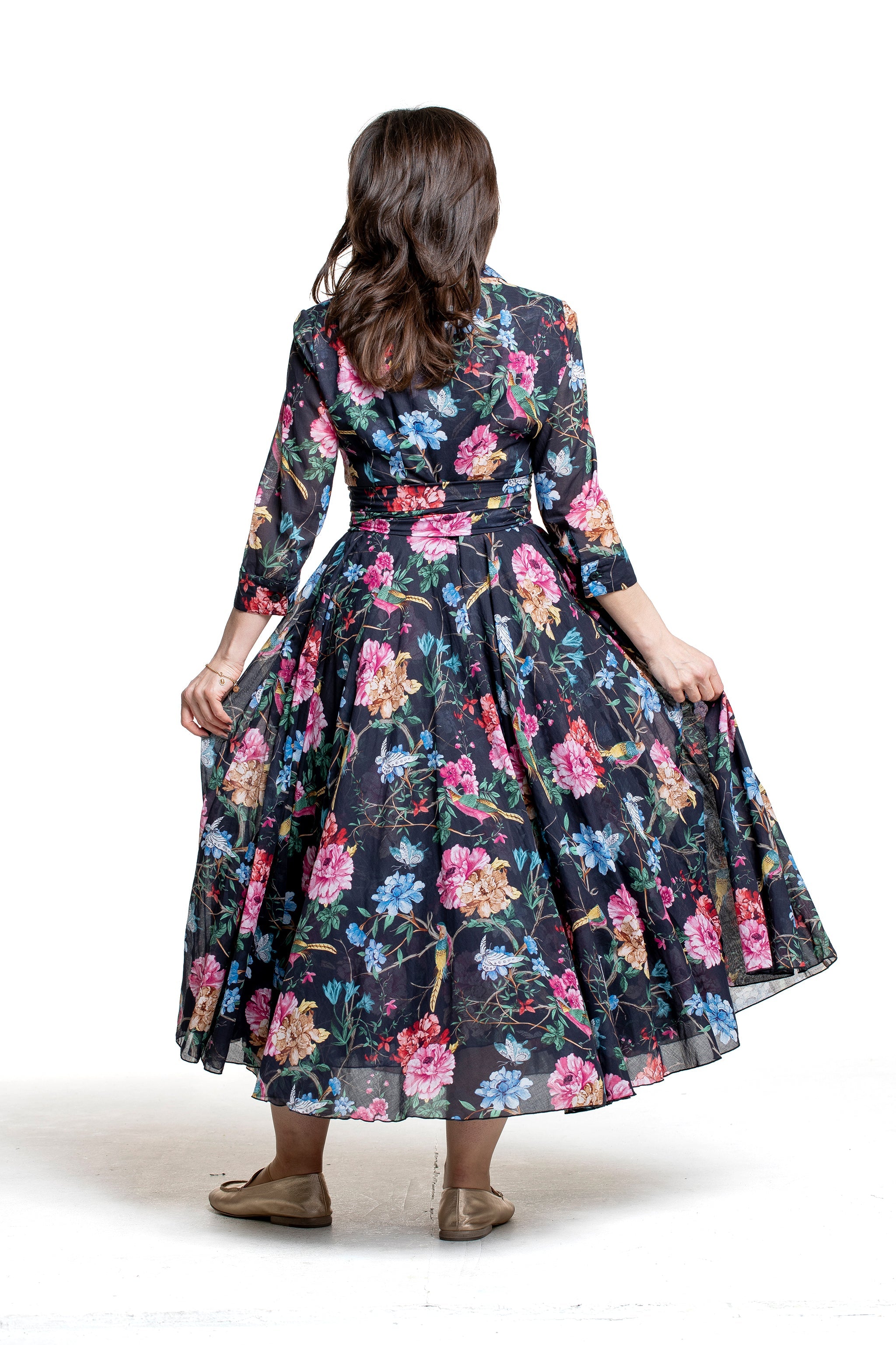 Samantha Sung Damen Aster Hemdblusenkleid Heart Manor schwarz – Rückansicht