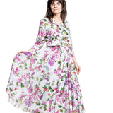 Samantha Sung Damen Aster Hemdblusenkleid Gallerie Summer Bouquet weiß-multi – Vorderansicht