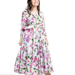 Samantha Sung Damen Aster Hemdblusenkleid Gallerie Summer Bouquet weiß-multi – Frontansicht