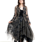 Marc Le Bihan Damen Couture-Jacke aus Tüllspitze schwarz-nude – Frontansicht mit Volumen