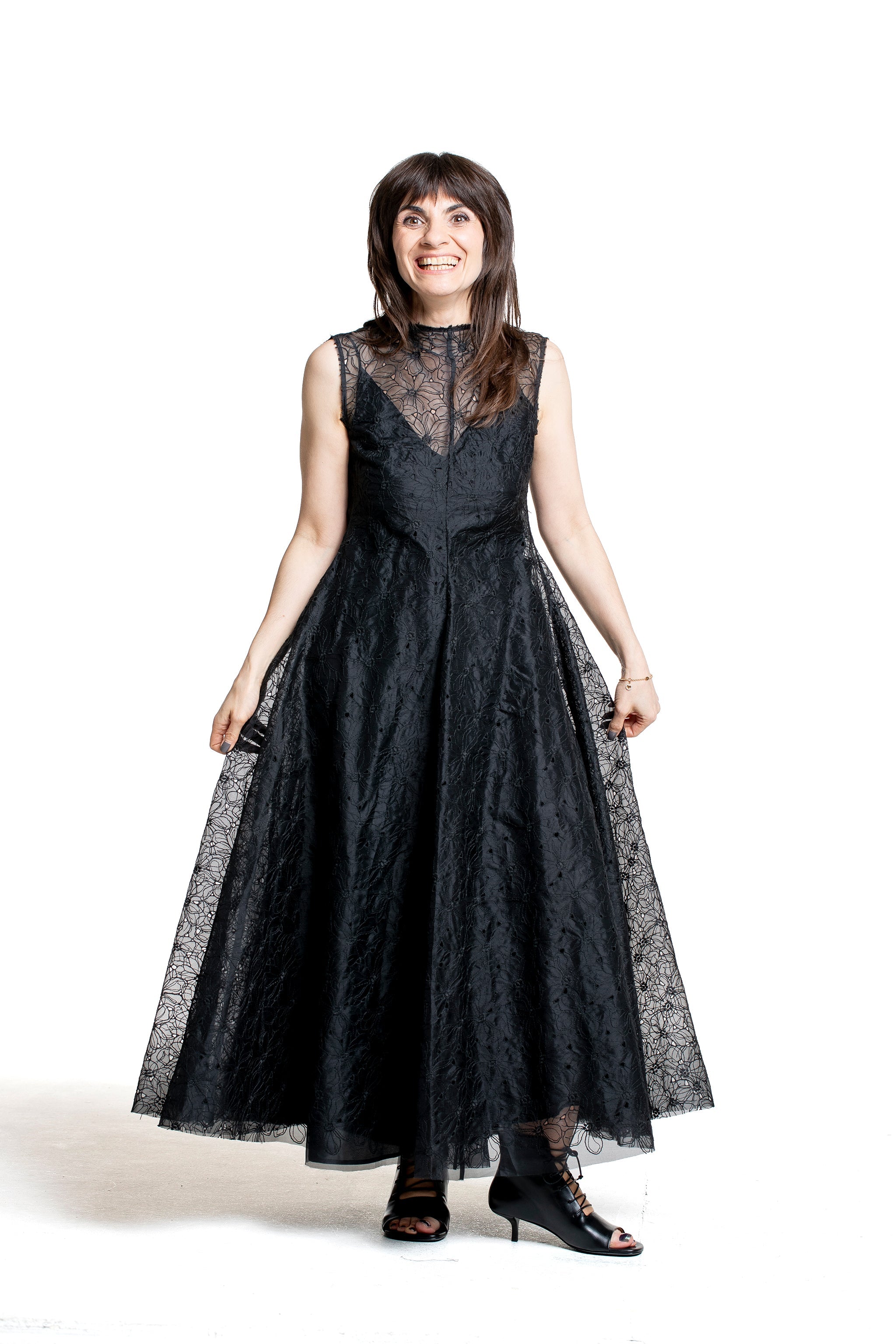 Marc Le Bihan Damen Organza-Kleid schwarz – Vorderansicht