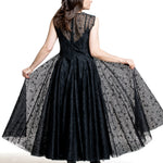 Marc Le Bihan Damen Organza-Kleid schwarz – Rückansicht mit transparenter Rocklage