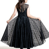 Marc Le Bihan Damen Organza-Kleid schwarz – Rückansicht mit transparenter Rocklage