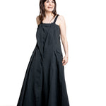 Marc Le Bihan Damen Trägerkleid schwarz – Frontansicht mit weitem Rock