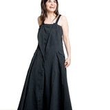 Marc Le Bihan Damen Trägerkleid schwarz – Frontansicht mit weitem Rock