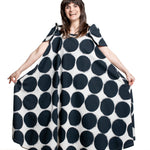 Rundholz Damen Midikleid Punkte Print schwarz-weiß Volumenansicht