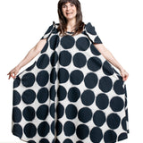Rundholz Damen Midikleid Punkte Print schwarz-weiß Volumenansicht