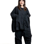 Rundholz Damen Oversize Jacke schwarz Frontansicht