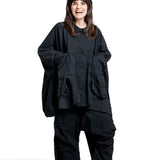 Rundholz Damen Oversize Jacke schwarz Frontansicht
