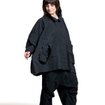 Rundholz Damen Oversize Jacke schwarz Schrägansicht