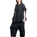 Rundholz Damen Kurzarm Bluse schwarz Schrägansicht