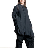 Rundholz DIP Damen Kleid schwarz glänzend Schrägansicht