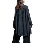 Rundholz DIP Damen Kleid schwarz glänzend Rückansicht