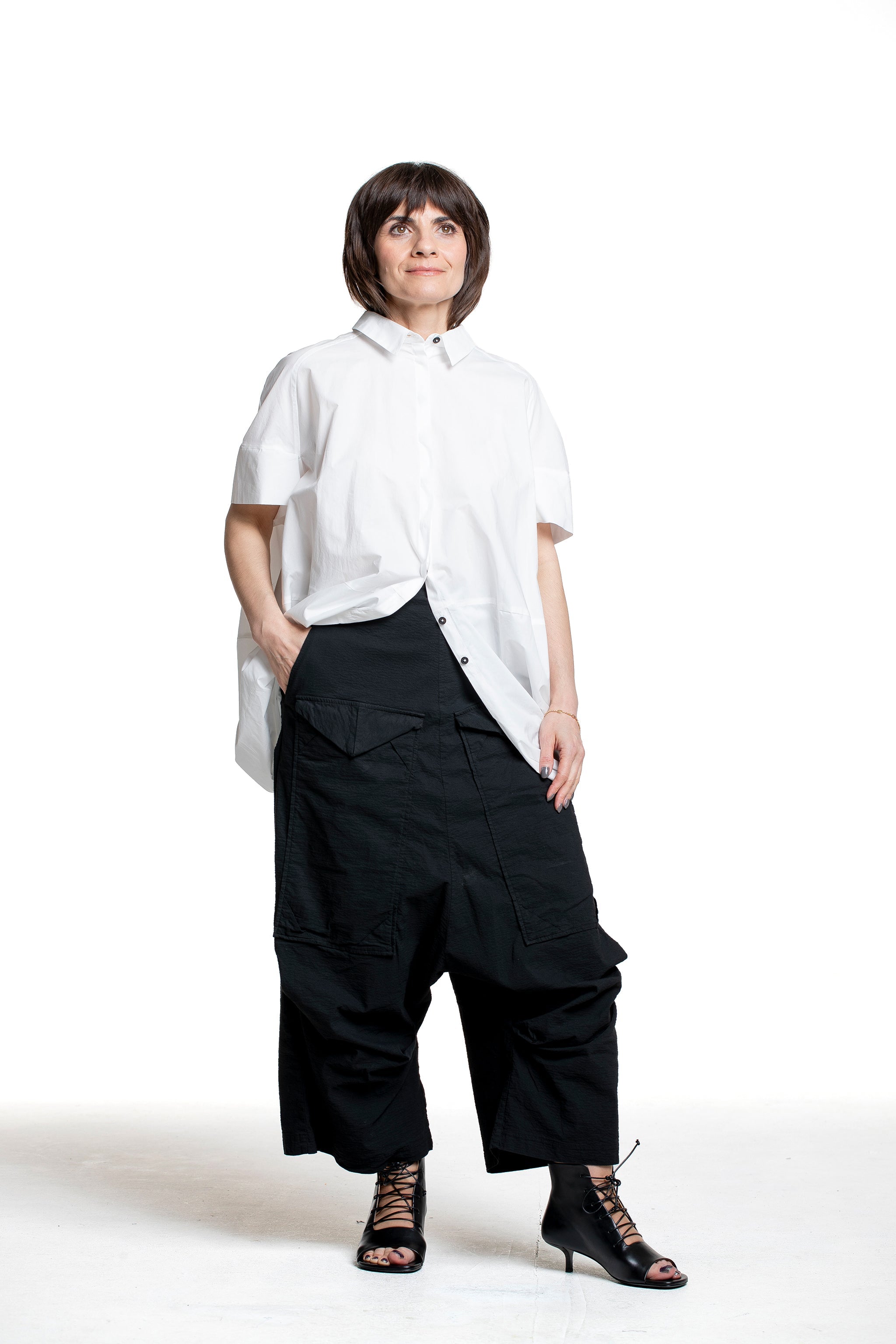 Rundholz Damen Bluse mit drapiertem Rücken paper Frontansicht