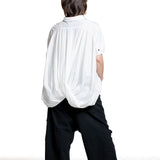 Rundholz Damen Bluse mit drapiertem Rücken paper Rückansicht