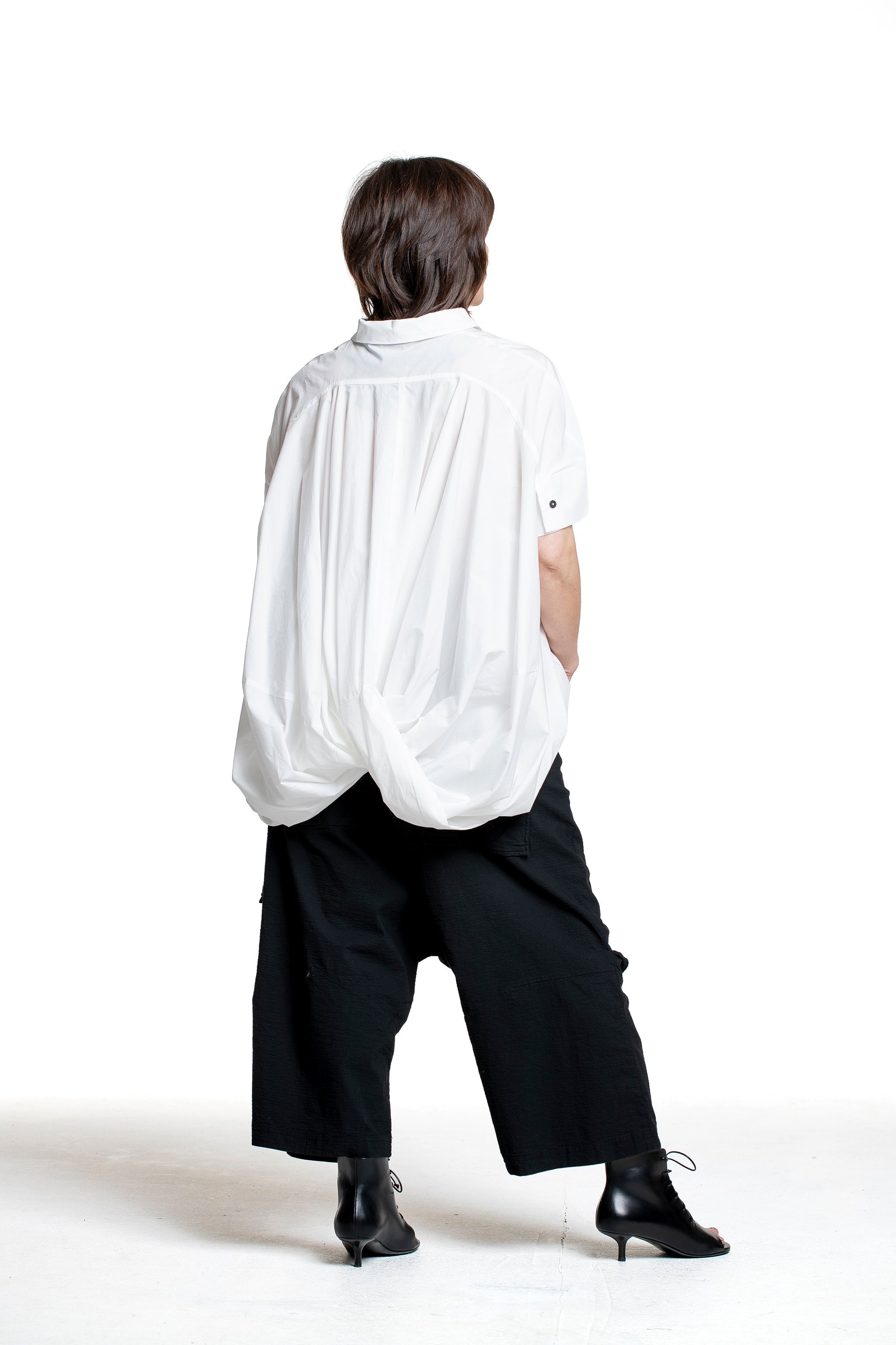 Rundholz Damen Bluse mit drapiertem Rücken paper Rückansicht