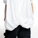 Rundholz Damen Bluse mit drapiertem Rücken paper Detailansicht Drapierung