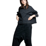 Rundholz DIP Damen Jacke schwarz glänzend Schrägansicht